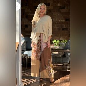 Bohemian Patchwork Wide Leg Pants